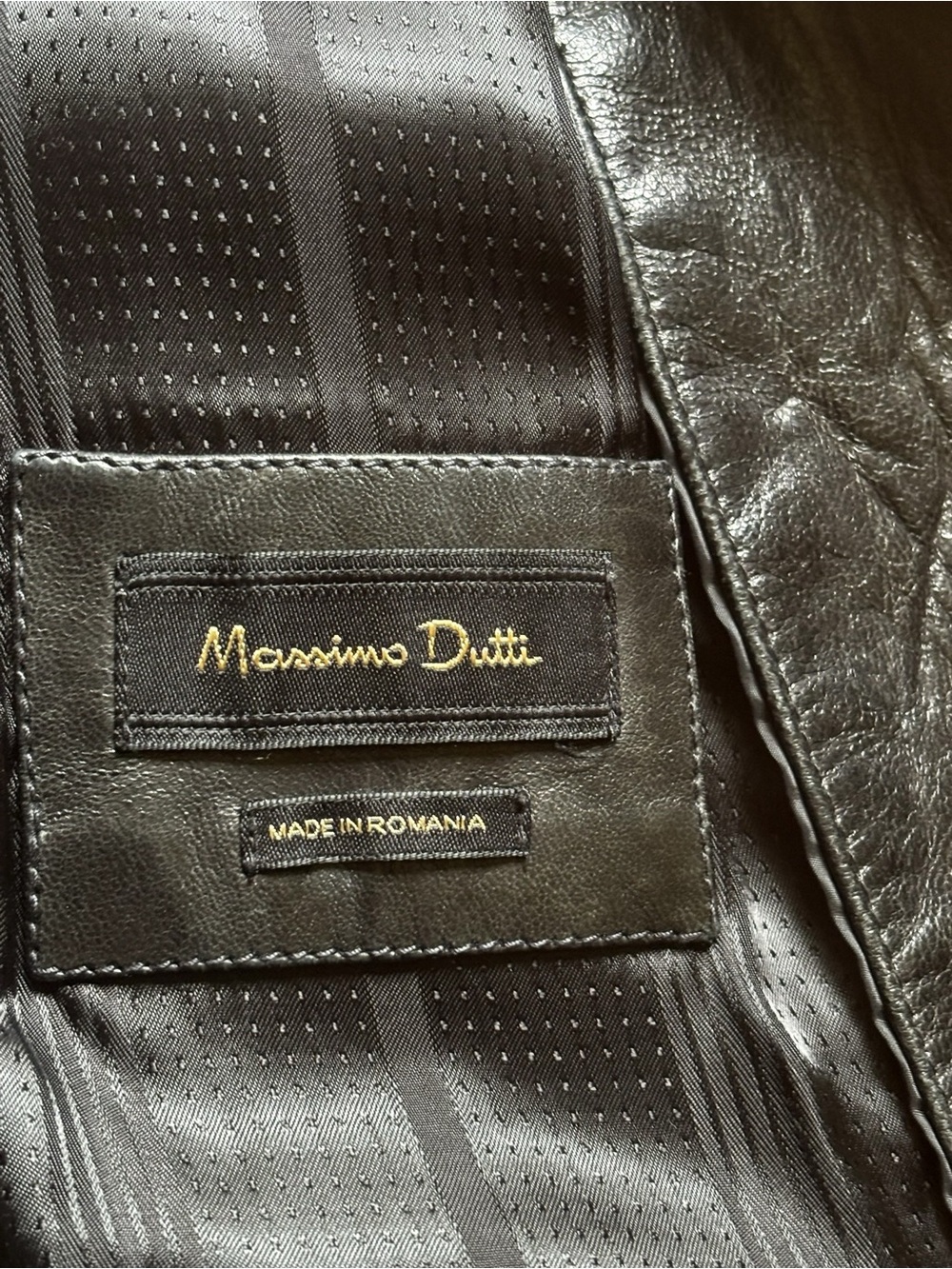 Massimo Dutti Black Leather Moto Biker Jacket - Picture 8 of 12